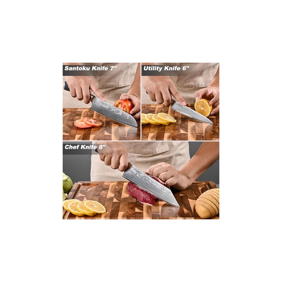 KINGOD-Japanese-Damascus-Chef-Knife-Set-VG-10-Steel-66-Layers-Precision-Kitchen-Knives-Rust-Corrosion-Resistant-Ergonomic-Rosewood-Handles-3-Piece-Set-Ideal-for-Home-Pro-Chefs KINGOD Japanese Damascus Chef Knife Set 3 Piece - VG10 Steel, 67 Layers, Precision Kitchen Knives, Rust & Corrosion Resistant, Ergonomic Rosewood Handles, Ideal for Home & Pro Chefs