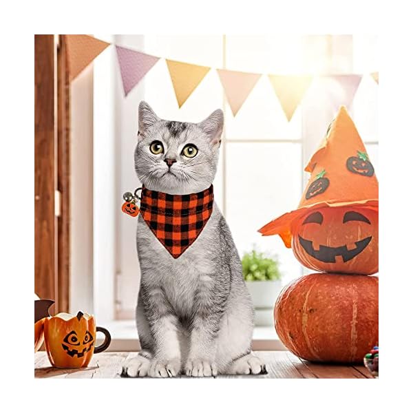 Stmk 2 pack holiday cat bandana collar with bell, breakaway halloween thanksgiving day fall cat kitten bandana collar with bell & diy pumpkin maple leaf for holiday cats kittens costume decorations - image 7