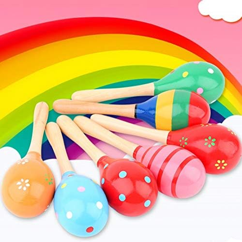 JZK 8 x drewniana grzechotka dla niemowląt, zabawki edukacyjne dla dzieci, na urodziny, dla małych dzieci, na imprezę, chrzest, baby shower, karnawał, kolor losowy