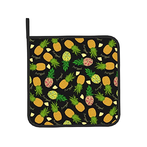 Tropical Pineapple Oven Mitts Pot Holders Set,2-Piece Set, Heat Resistant Waterproof Gloves For Kitchen Cooking, Baking, Bbq #TOP7
