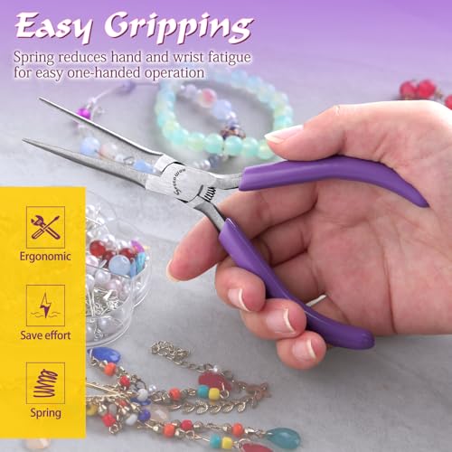Image of SPEEDWOX Mini Needle Nose Pliers With Smooth Jaw 5 inch Precision Wire Looping Pliers For Jewelry Making And Small Object Gripping