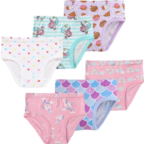 Naivete Girls Underwear Little Kids Cotton Breathable Comfort Briefs Children Panties (Pack of 6)