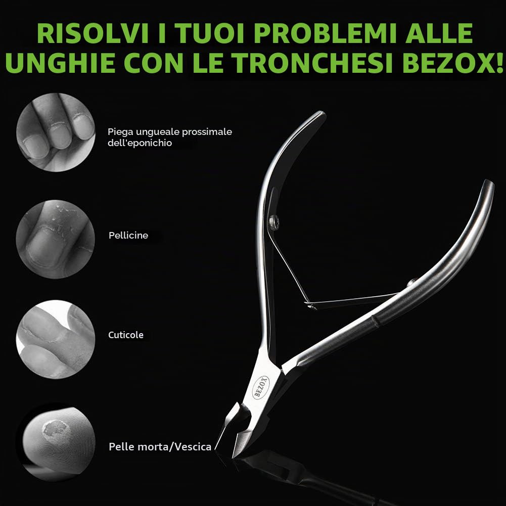 BEZOX Tronchesino per cuticole, tronchese in acciaio inossidabile con taglio netto e liscio, tagliacuticole fine per rimuovere la pelle in eccesso e strappata delle dita delle mani e dei piedi