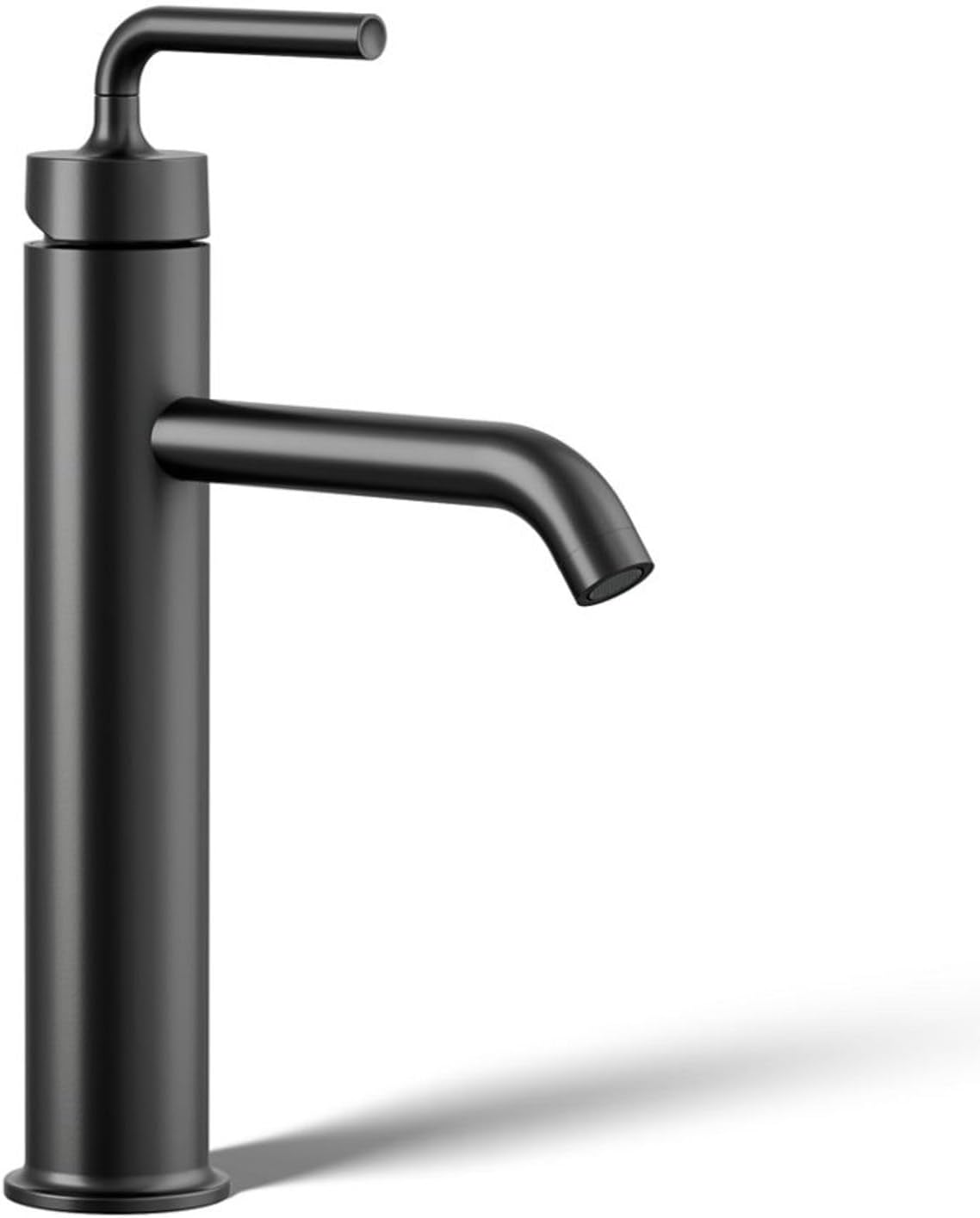KOHLER K-14404-4A-BL Purist® Tall Single-Handle Bathroom Sink Faucet, Straight Lever Handle, 1.2 GPM, Matte Black