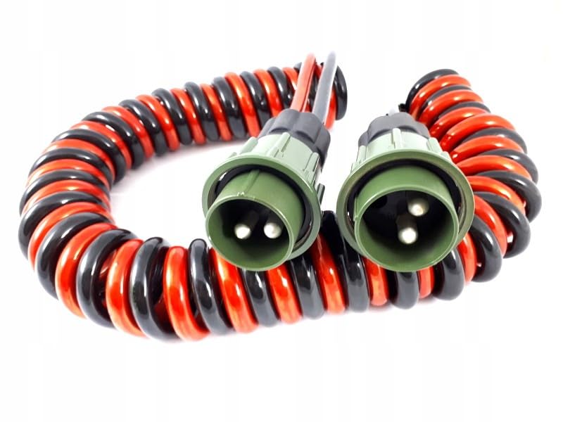 NATO kabel elektryczny 4 metry 2 x 50 mm² 12 V 24 V VG96917 z 2 wtyczkami NATO kabel spiralny kabel ułatwiający rozruch Bundeswehry samochód ciężarowy pojazd użytkowy przyczepa traktor offroad straż