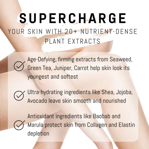 Supercharged Organic Body Lotion | Infused With 20 Anti - Aging Extracts To Boost Collagen, Firm Loose Skin & Fight Damaged & Dry Skin | Luxurious Aromatherapy Lotion With Rose, Vanilla, Bergamot, Grapefruit Essential Oils - Fresh & Natural Scent | #TOP2