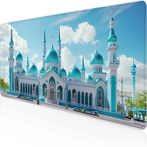 Arquitectura Alfombrilla Ratón 800 x 400 mm Alfombrilla Escritorio Azul Y Blanco Mouse Pad con Bordes Cosidos Impermeable Base de Goma Antideslizante Tapete Rato Escritorio para Oficina, Regalo 8-Z