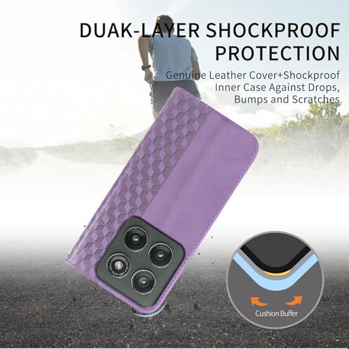 Image of Wallet Case for Motorola Edge 2025 6.7 inch - Moto Edge 2025 Flip Case [Strong Magnetic] PU Leather Folio Case with Card Holder Kickstand Protective Phone Cover - Purple