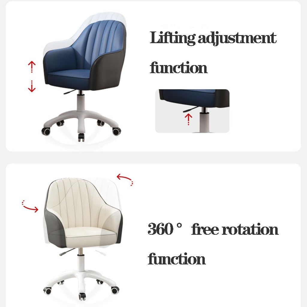 WIGSELBL Silla de cuero para oficina en casa, sillas ajustables con ruedas y respaldo ergonómicos, silla de escritorio tapizada con respaldo medio para computadora para el hogar (rosa)