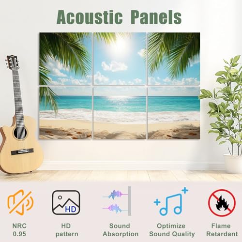 6 Pack Paneles Acústicos Decorativos Palmera Playa Tropical 72"x48" para Estudio y Oficina miniatura 3