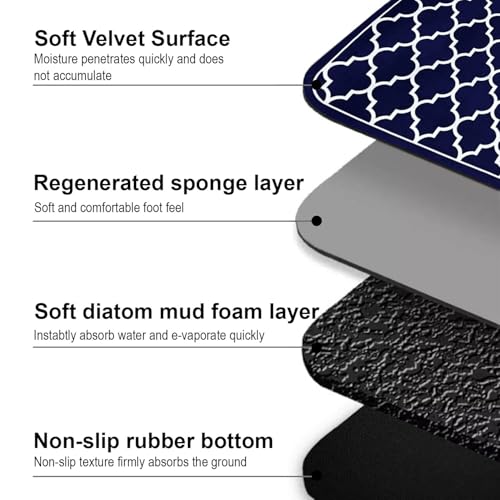 Image of Luxe Home Kitchen Mat Combo Quatrefoil Design Standing Desk Floor Mat Non Slip Kitchen Rugs, Comfort Runner Floor for Home Office, Sink & Laundry - Blue (116x36 & 58x36 cm PC-2)