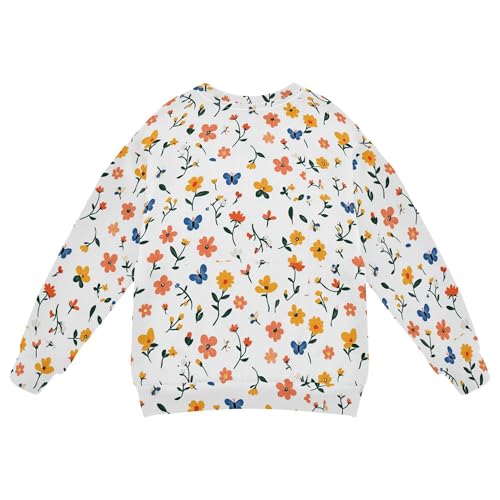 JUNZAN Flowers Lily Butterflies White Little Girls Sweatshirt Hoodie Fleece Boys Sweat Shirt Sports 4T2