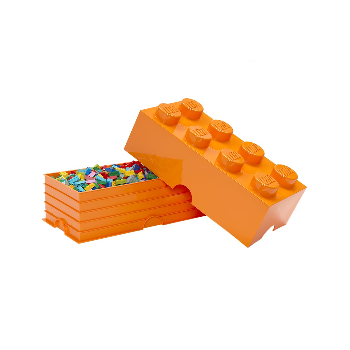 Mattoncino-contenitore Lego a 8 Bottoncini, Contenitore Impilabile, 12 L, Arancione