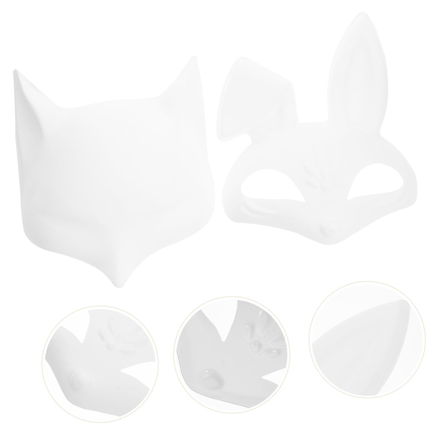 YARNOW 16 Maschere Bianche da Dipingere per Halloween Maschere Vuote Diy Volpe e Coniglio PVC Non Dipinte per e Cosplay