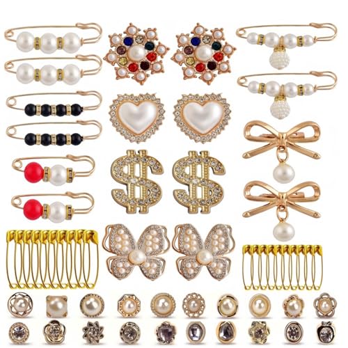 50/55/58/80/90/94/96pcs Sock Shoe Brooch Pin Sweater Shawl Clip人工真珠ブローチチャームラインストーンセーフピンファッション