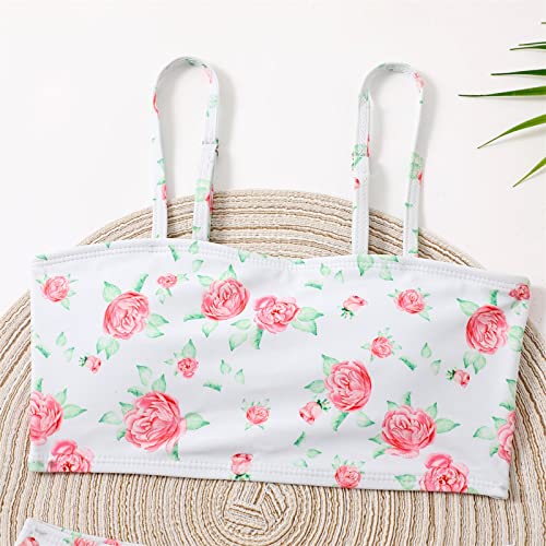 Little Girls Bathing Suits 2 Piece Kids Rose Print Bikini Set Sling Soft Swimsuit Swimwear 6 to 12 for Girls3