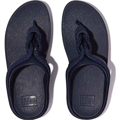 Image of FitFlop Women's Fino Crystal-Cord Leather Toe-Post Sandal