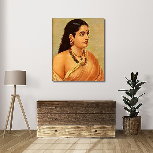 Image of Sikhash Raja Ravi Varma Canvas Paintings Classic Art, Indian Art, Famous Artist, Wall Painting for Living Room, Bedroom, Office, Unframed, Multicolor Fabric Size - 23x19 inches (58x48 cms, Mahasveta)