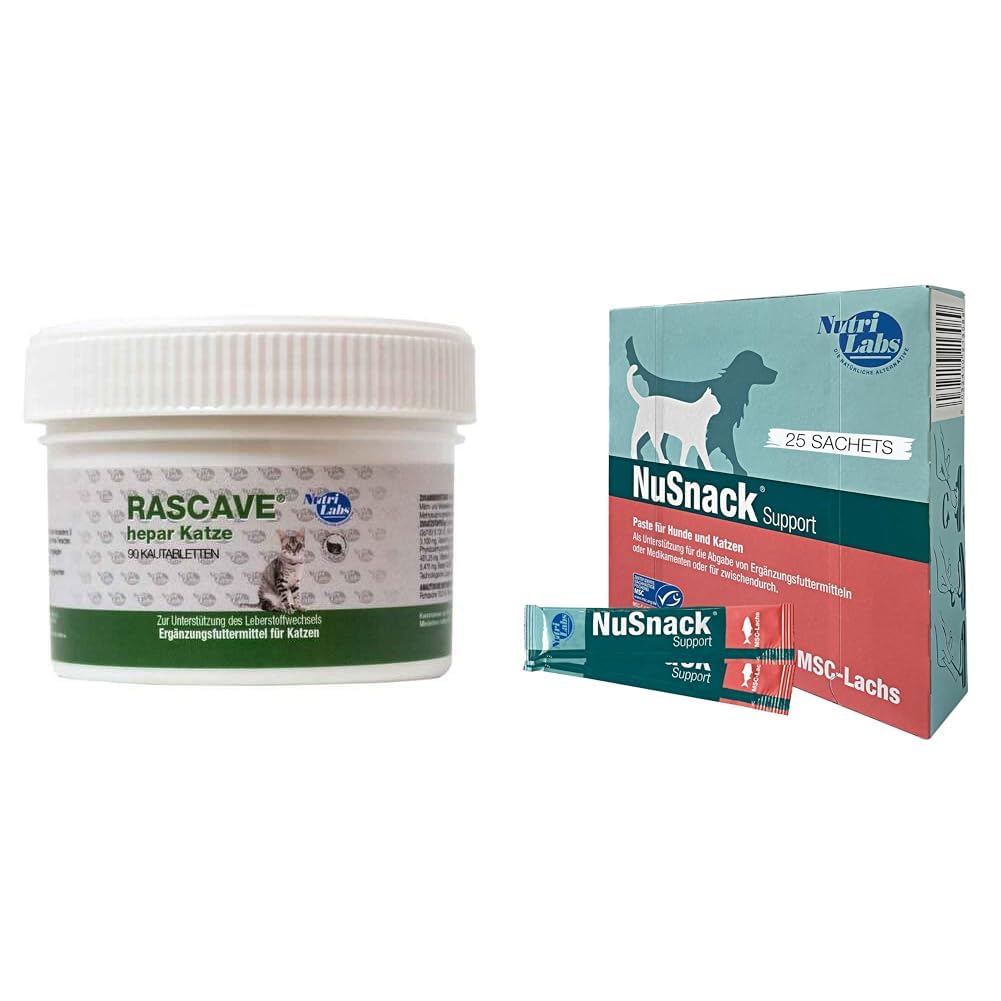 Unser Vorteilspack: NutriLabs Rascave Hepar Katze Tabletten 90 STK. & NuSnack Schleckpaste als Leckerlie oder zur Medikamentengabe