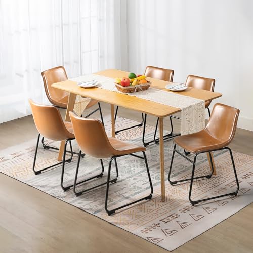 Image of Waleaf Dining Chairs Set of 6, 18 inch Faux Leather Counter Height Bar Stools