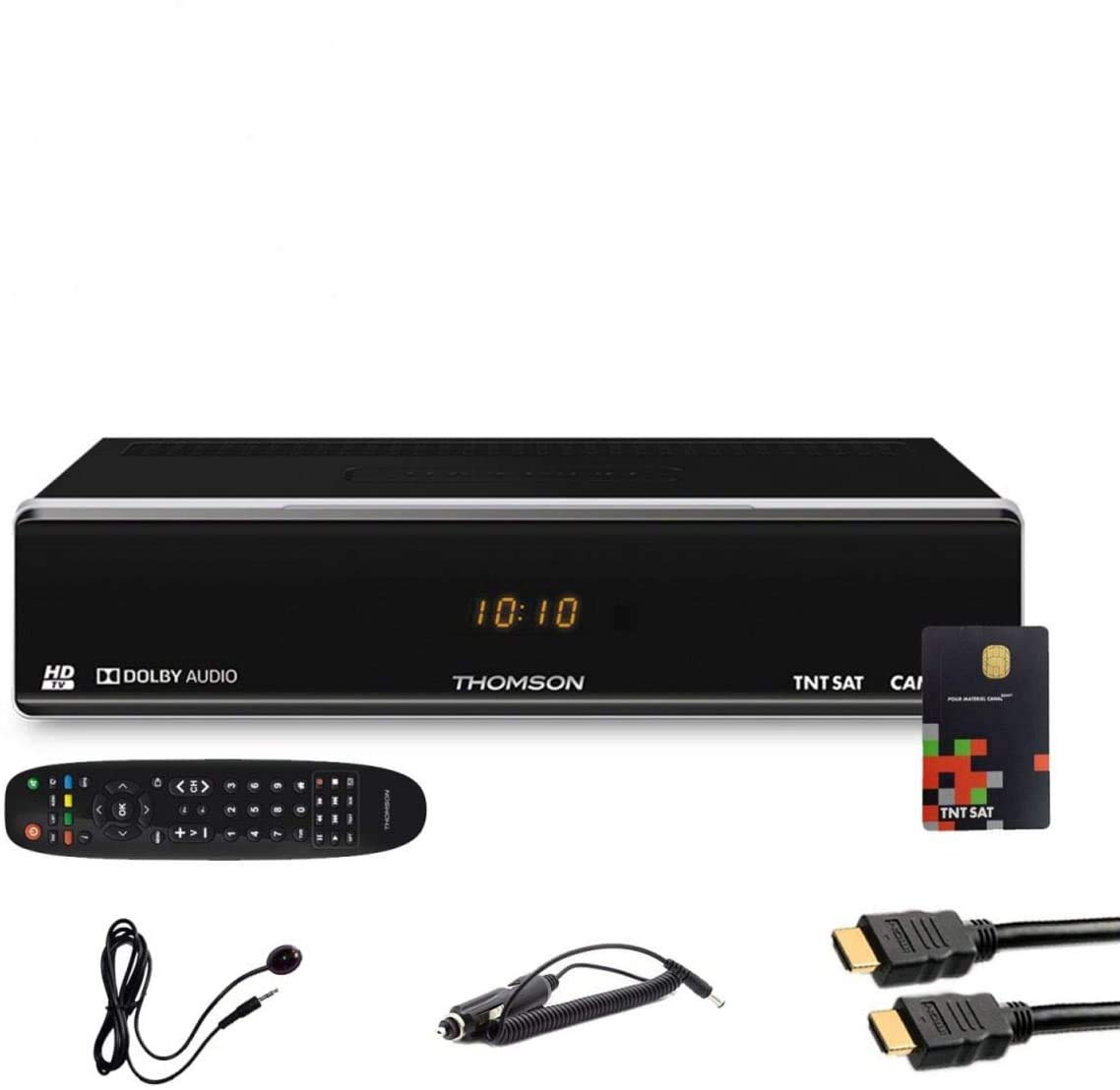 Thomson Récepteur TV Satellite HD + Carte TNTSAT V6 + Câble HDMI+ Câble 12V + Déport IR