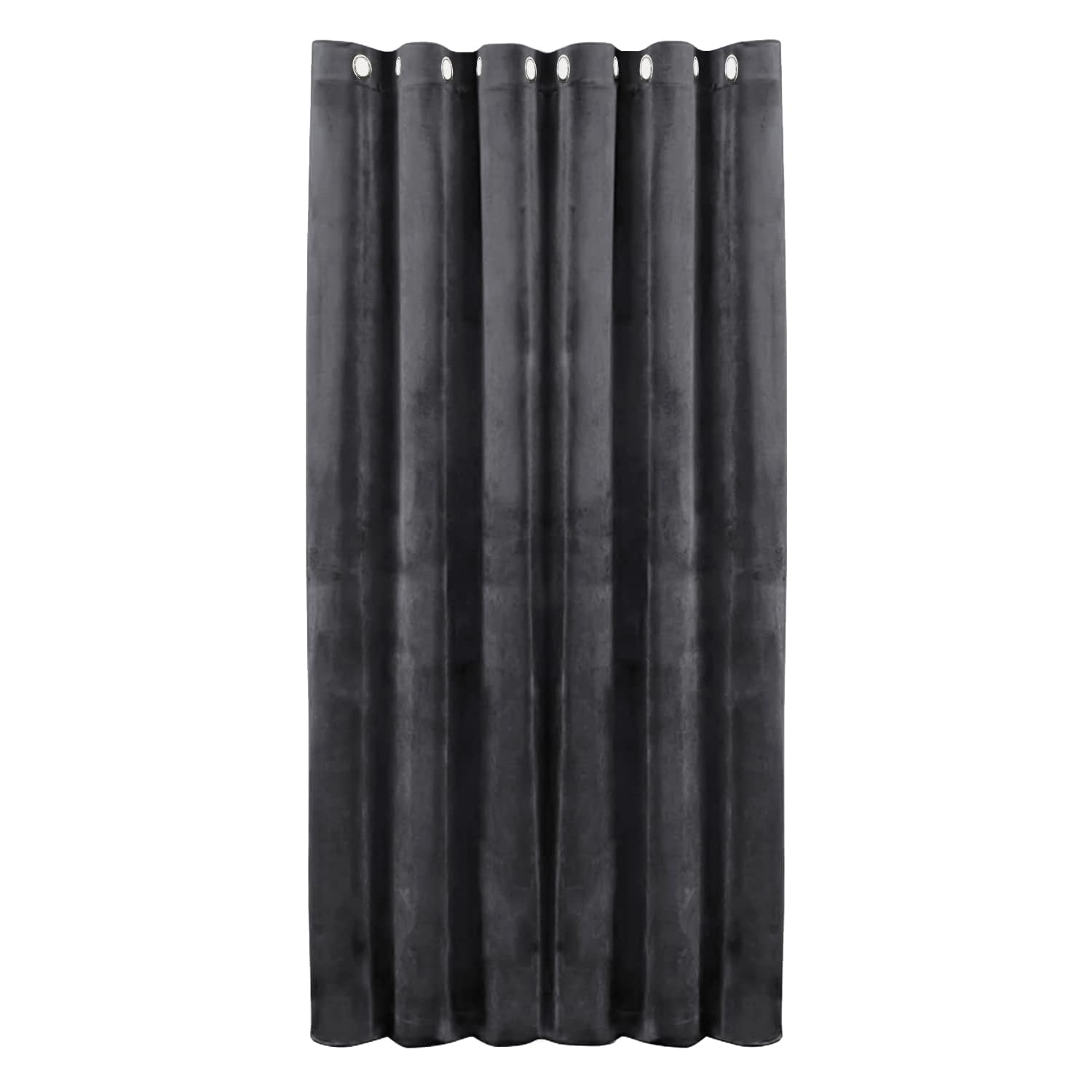 Hafaa Charcoal Blackout Curtain for Bedroom – 66" wide x 84 inch drop Super Soft Crushed Velvet Curtain for Living Room – 1 Panel Eyelet Curtain with Matching Tie Back (168cm x 213cm)
