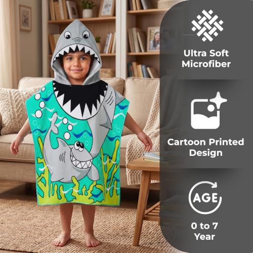 Image of Kids Poncho Towel 300 GSM 120x60 CM, Mint Green