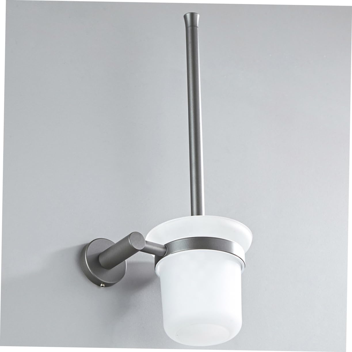 Escobilla para Inodoro de Pared con Base Redonda de Vidrio Mate y Diseño Simple, Cepillo de Baño para Limpieza y Duradera Hogar