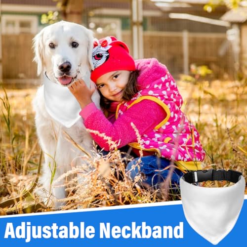 Hundehalstücher, Kopftücher für Hunde, Haustier Dreieck Schal, Halsdreiecke Hundehalstücher, Einstellbare Haustier Halstuch, für große Hunde und Katzen und Große Hunde Katzen Haustier, XL, weiß