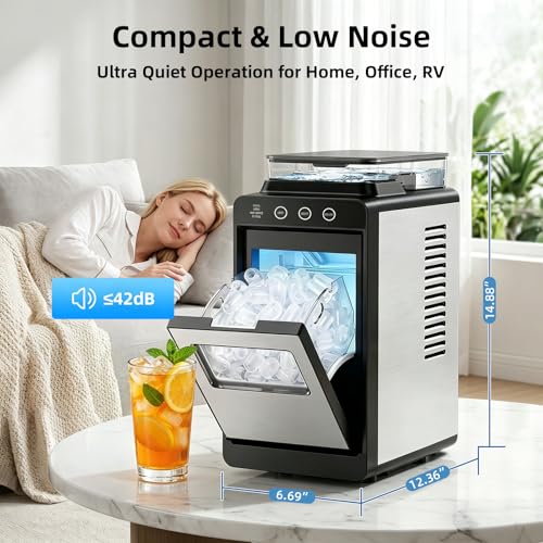 Image of Antarctic Star Ice Maker, Portable Ice Machine with Self-Cleaning Function, 8 Cubes in 6 Mins Fast Countertop Ice Making, Compact Ice Cube Maker for Home, Kitchen, RV, Travel, Stainless Steel