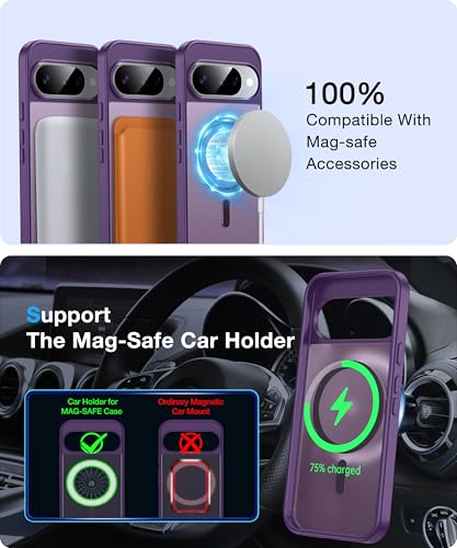 Image of [NO.1 Magnetic]for Google Pixel 10 Case /Pixel 10 Pro Case with MagSafe[Military Grade Drop Tested][Translucent Matte][Anti-Fingerprint]Soft Silicone Bumper for Pixel 10 /10 Pro Phone Case,Purple