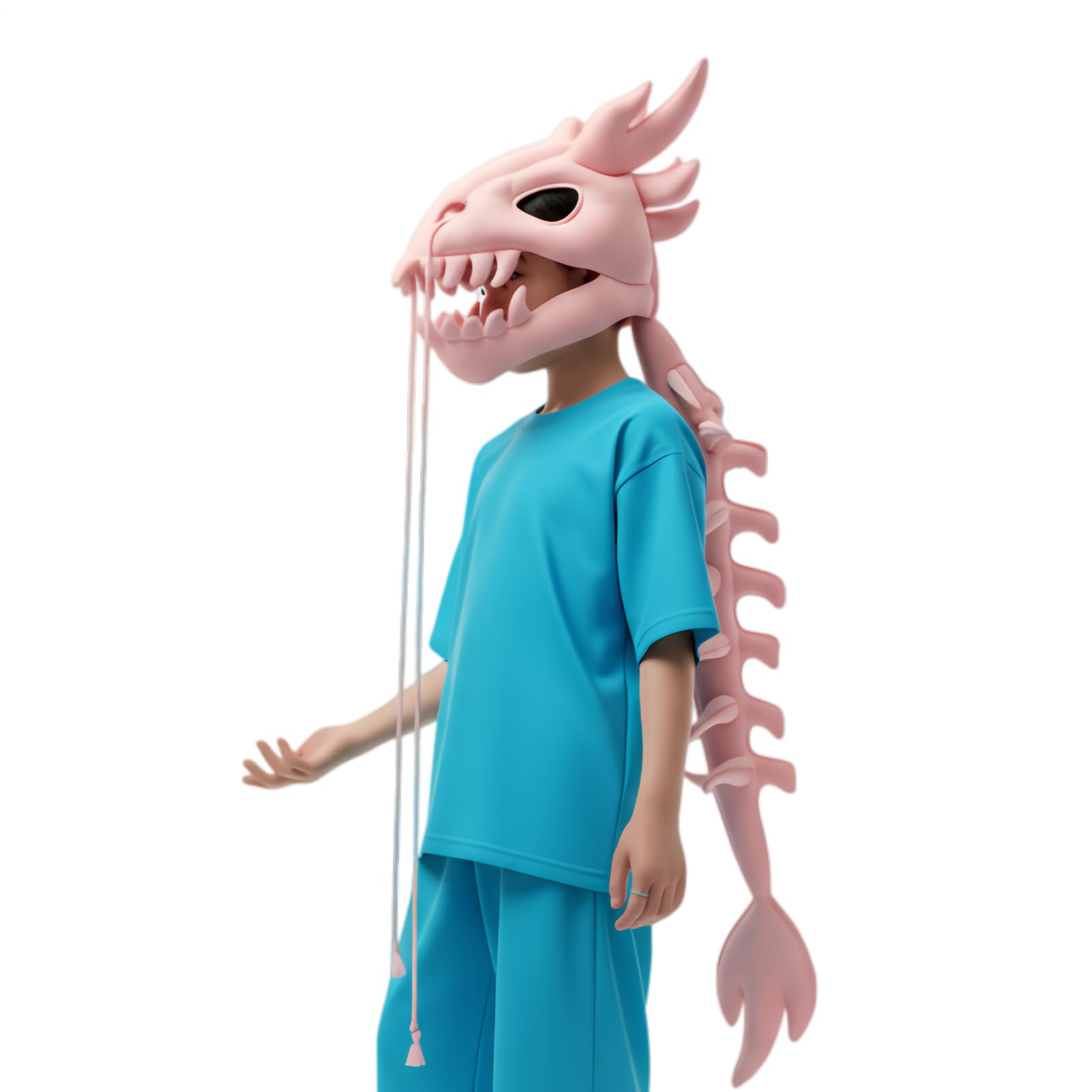 Générique Kostium szkieletu dinozaura, akcesoria głowy czaszki i kręgosłupa 3D, realistyczny i przenośny strój dinozaura, kostium dla dorosłych i dorosłych na imprezę cosplay na Halloween