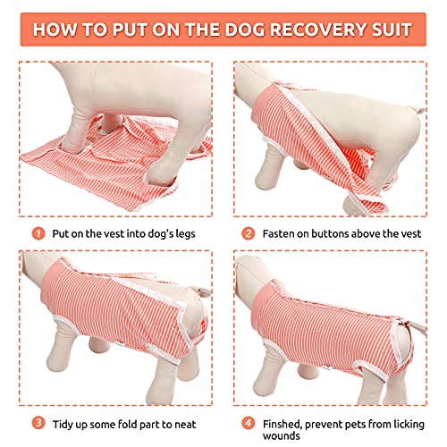 Image of SAWMONG Recovery Suit for Dogs After Surgery Professional, Dog Spay Surgical Suit for Female Dogs, Dog Onesie Bodysuit for Surgery Male Substitute E-Collar Cone, Pink, X-Large