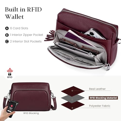 Image of befen Genuine Leather Crossbody Bags for Women Leather Wallet Travel Purse