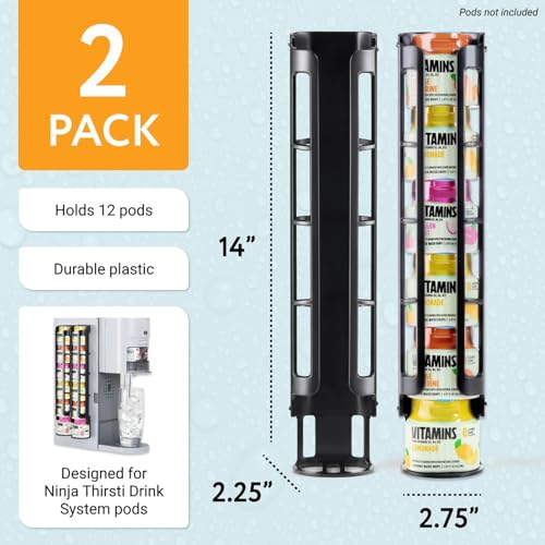Image of IMPRESA 12-Pod Holder - Pack of 2, Black - Compatible with Ninja Thirsti Pods & Thirsti Capsule Storage - Mountable Space Saving - Dual Pack & Coffee Bar Accessories - 6 per Unit