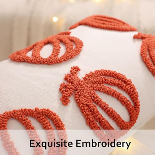 Tosleo Halloween Throw Pillow Covers 12x20 inch Set of 2 Halloween Orange Hollowed-Out Pumpkins Embroidered Pillow Cases Thanksgiving Home Party Pumpkin Fall Decor Pillowcases Lumbar Cushion Covers