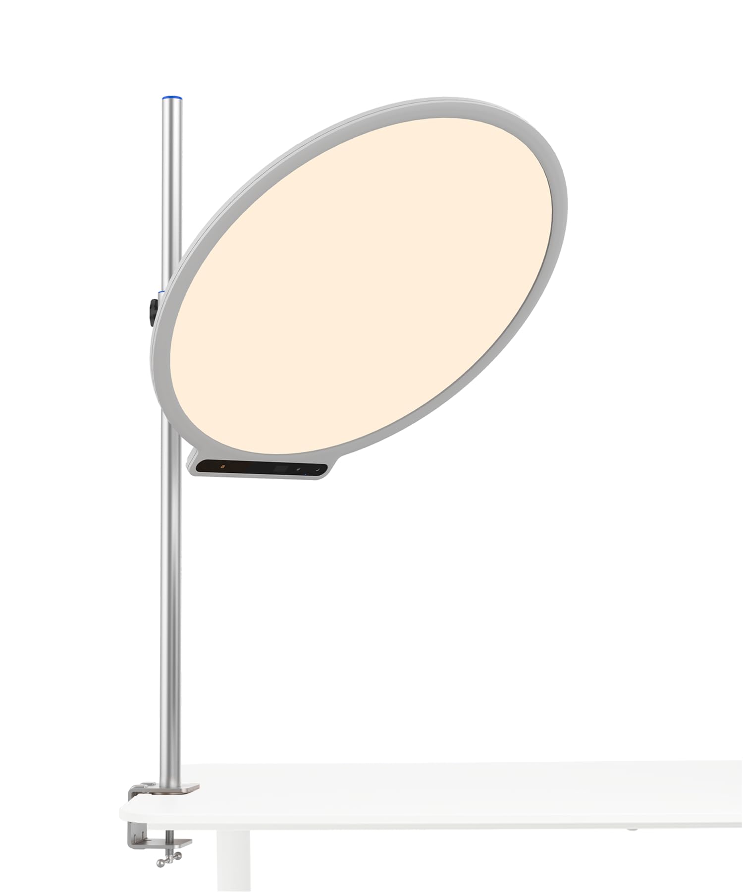 amaran Verge Max 22" Bi-Color Rundlicht für Schreibtisch oder Studio, Edge-Lit LED-Panel, 2700K–6500K, CRI 96, Frontregler & USB-C Stromversorgung, mit Tischklemme – Weiß
