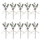 MENDUNER 10er Pack Beerenspieße für Weihnachtsbasteleien, Künstliche Tannenzweige mit Zapfen, DIY Weihnachtsdekoration, Weihnachtsbaum, Kranz, Tafelaufsatz für Hochzeitsarrangements (White)