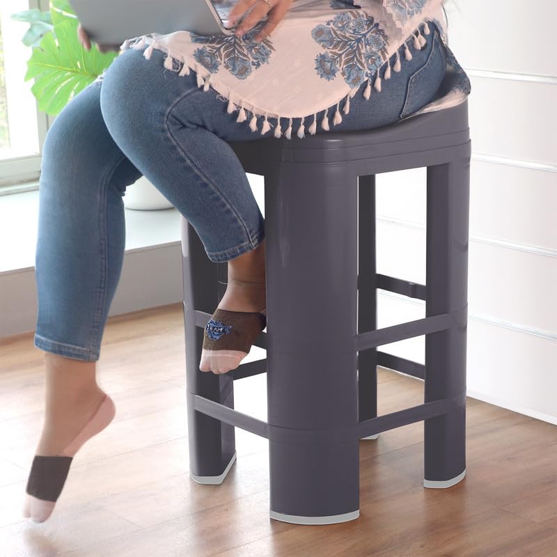 Image of Nayasa Rocky Strong Stool | Seating Stool for Bathroom | Office Stool | Outdoor | Home | Double XL | Grey