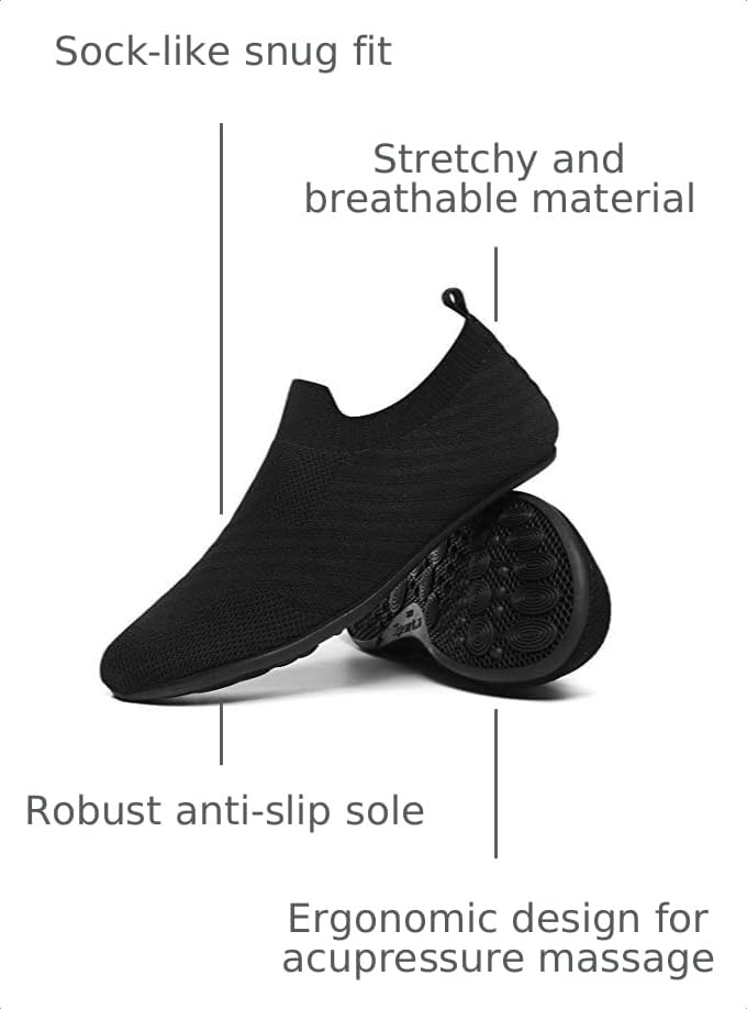 Image of QZKDM Lightweight Slip on Grip Indoor House Slippers Barefoot Non Slip Home Exercise Yoga Shoes for Men Women