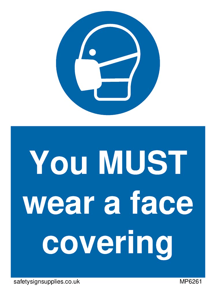 Pack of five - You MUST wear a face covering Sign - 75x100mm - A7P
