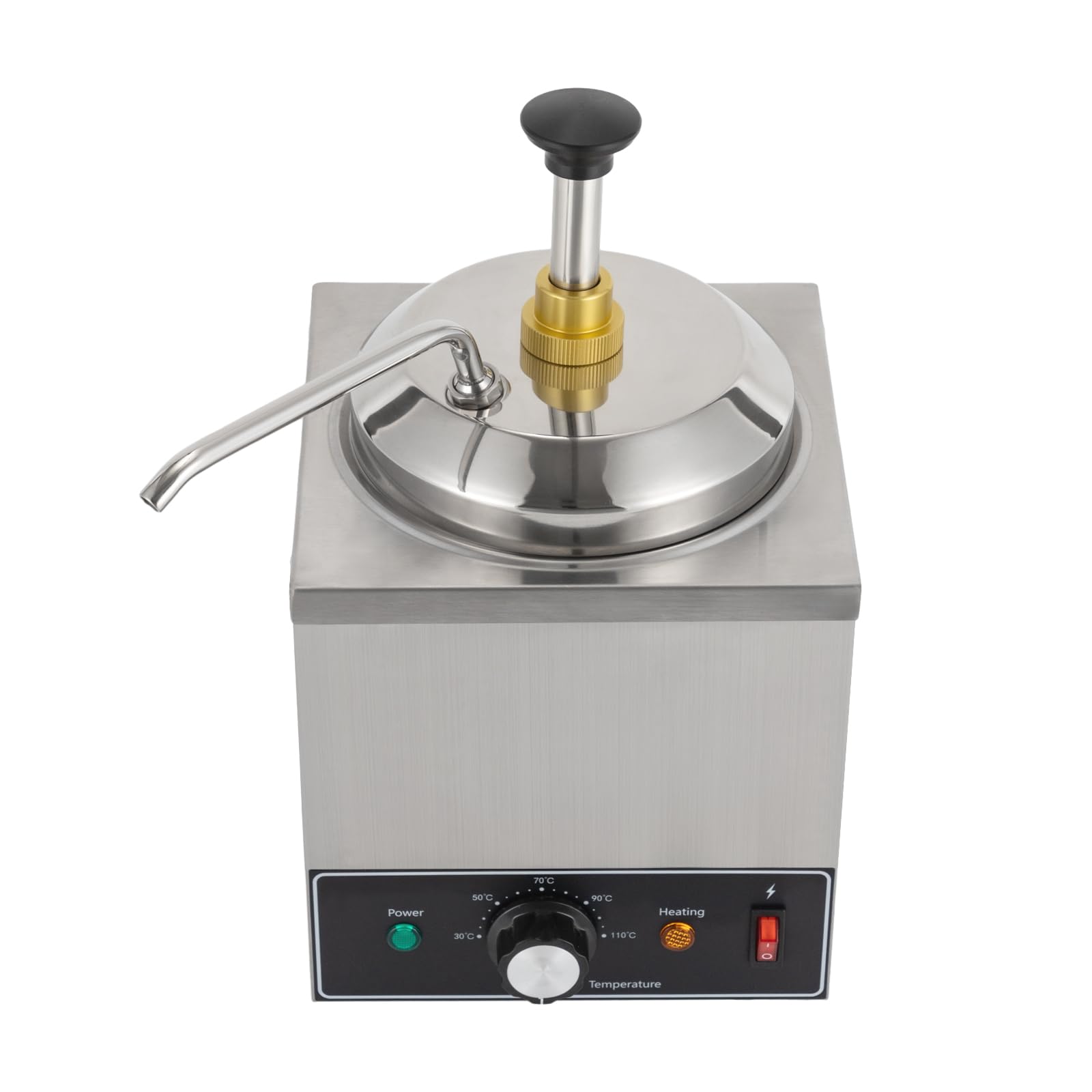 Einzelner Saucenwärmer 2L (2.1QT), 650W Edelstahl-Heizstation mit Temperaturregler 30-110℃ & 2 Heberinge, für Schokolade, Käse, Soßen - ideal für Gastronomie & Haushalt