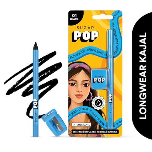 Image of SUGAR POP Pencil Matte Intense Kohl | Vitamin E | Smudge-Proof | Water-Resistant | 1.2 Gms - 01 Black Pack of 1