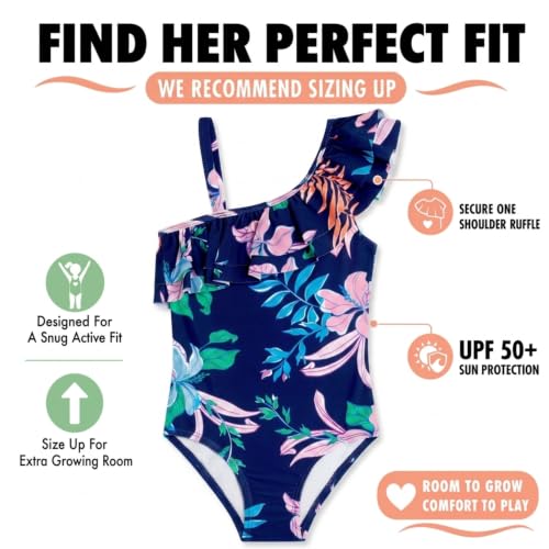Image of Kanu Surf Girls Morgan Floral Ruffle 1-Shoulder 1-piece Swimsuit