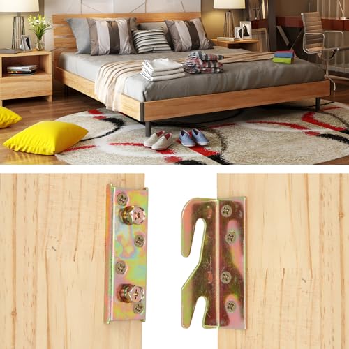 8PCS Bed Rail Brackets, Heavy Duty Bed Frame Brackets Wooden Bed Frame Connectors with Screws, Bed Rail Fittings Bed Rail Fasteners for Wood Bed Frame - Image 6