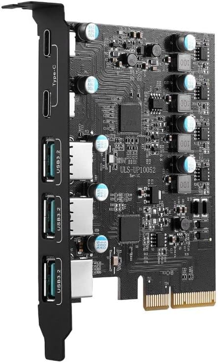JMT Expansion Card with 5 Ports Type-A Dual USB C PCI-e USB 3.2/3.1/2.0 Super-Speed USB3.2 Gen 2x1 Adapter Card for Desktop 10Gbps (3*USBC 2*USB3.2)