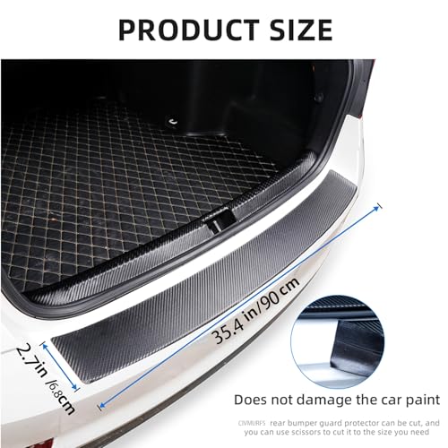 Image of Rear Bumper Protector for SUV /Truck, 35.4 inchx2.7 inchUniversal Matte Black Guard - Carbon Fiber Textured Anti-Scratch, High-Adhesion Easy Install Trunk Lip Cover