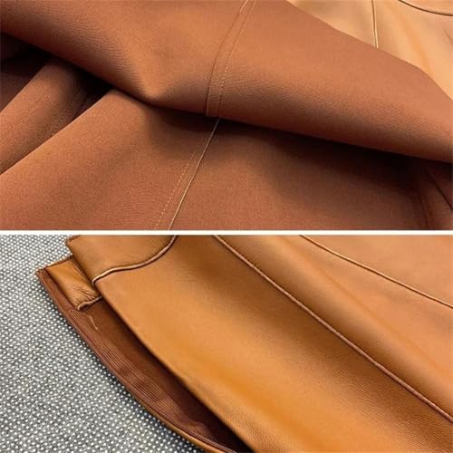 Women High Waist Genuine Leather Midi Skirt Fashion Patchwork Fishtail Wrap Long Pleated Skirt4