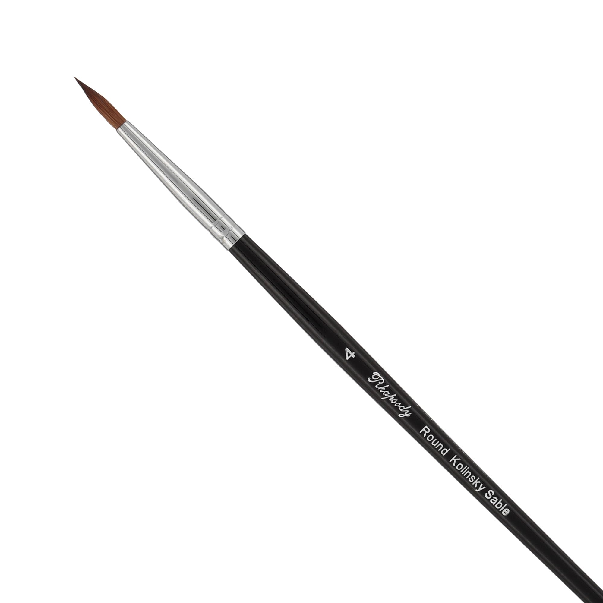 Creative Mark Rhapsody Kolinsky Sable Brushes for Professional Watercolorists - Round # 4 Excellent Spring, Full Belly, Split-Proof Points, Chrome Ferrules, Short Handle, English Sizing