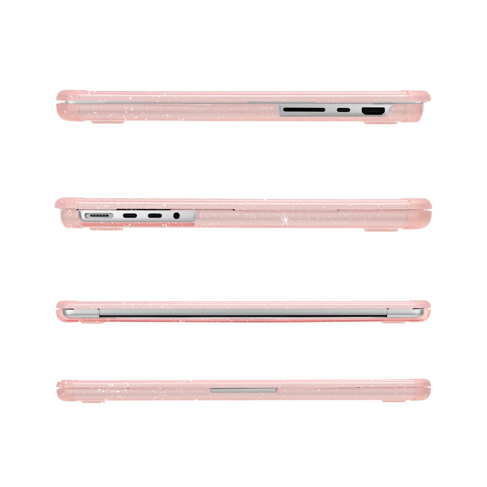 MOSISO Custodia Compatibile con MacBook Pro 14 Cover 2025-2021 M5 A3434 M4 A3112 A3185 A3401 M3 A2918 A2992 M2 A2779 M1 A2442, Case Glitter Anti-Crepa Paraurti TPU Pesante&Copritastiera, Rosa